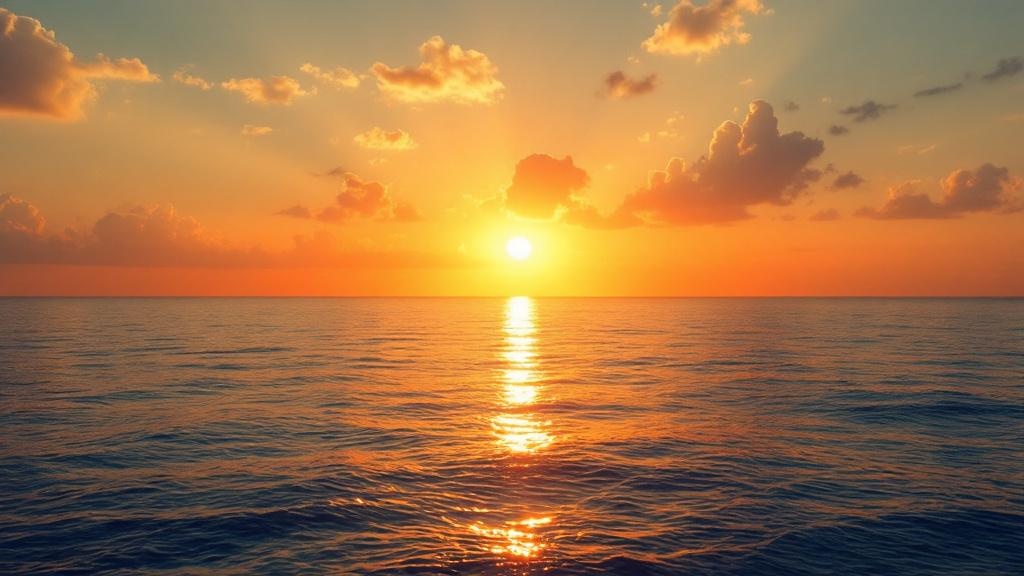 Sunset over calm water