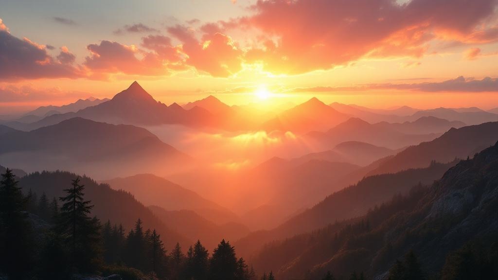 Sunrise over mountain peaks