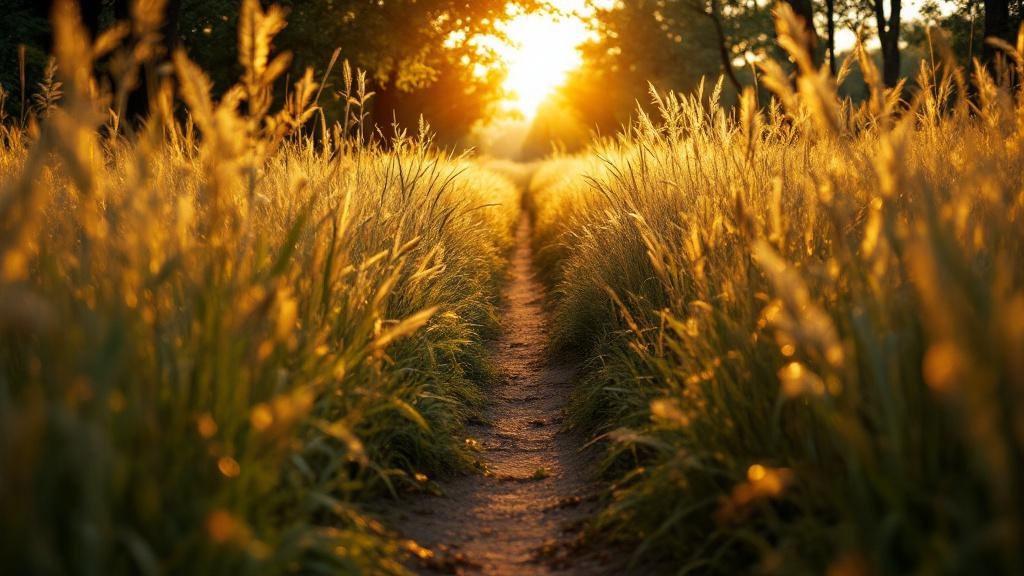 Path through golden grass