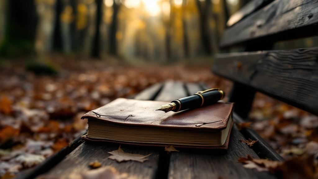 Journal on bench in the woods