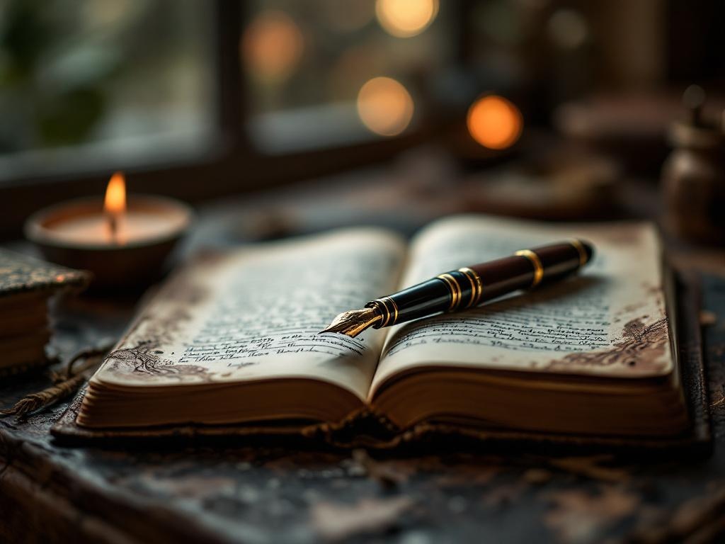 Journal and candle