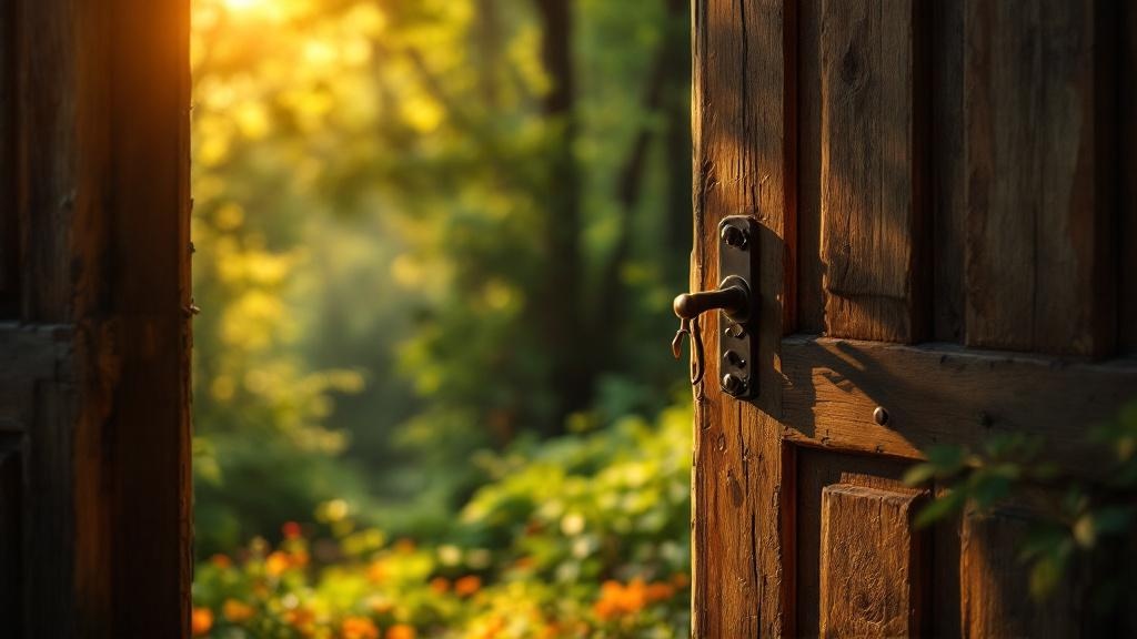 Warm light through an open door