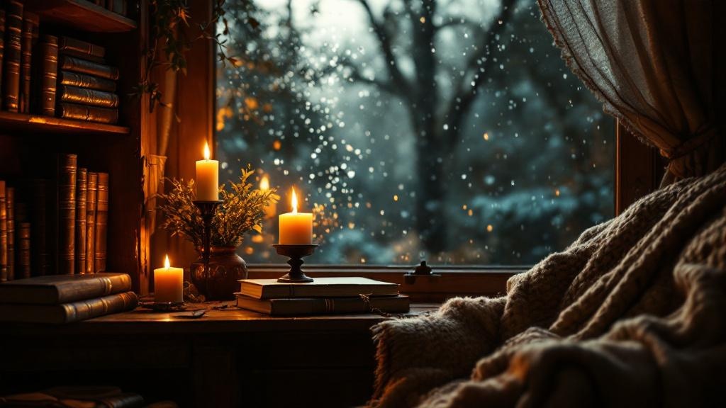 Candlelit reading nook